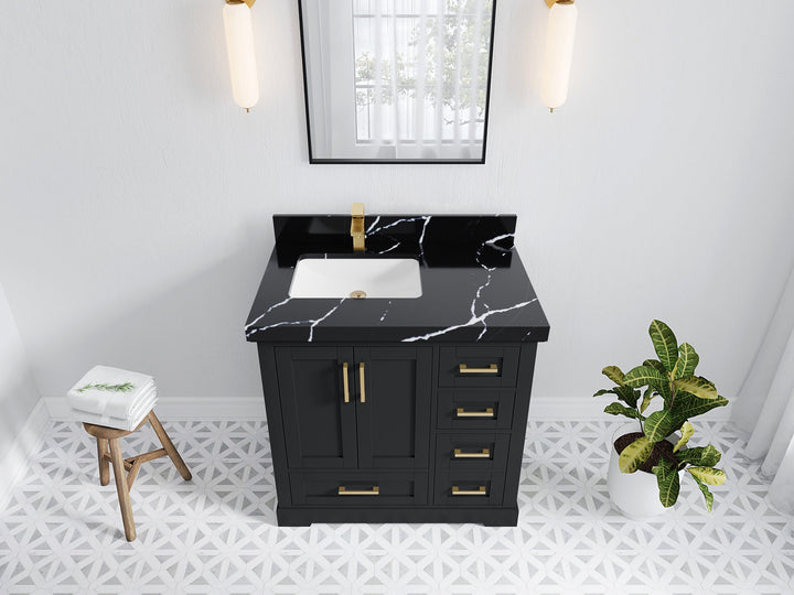 Boston 36 in. W x 22 in. D Left Offset Sink Bathroom Vanity - photo 16