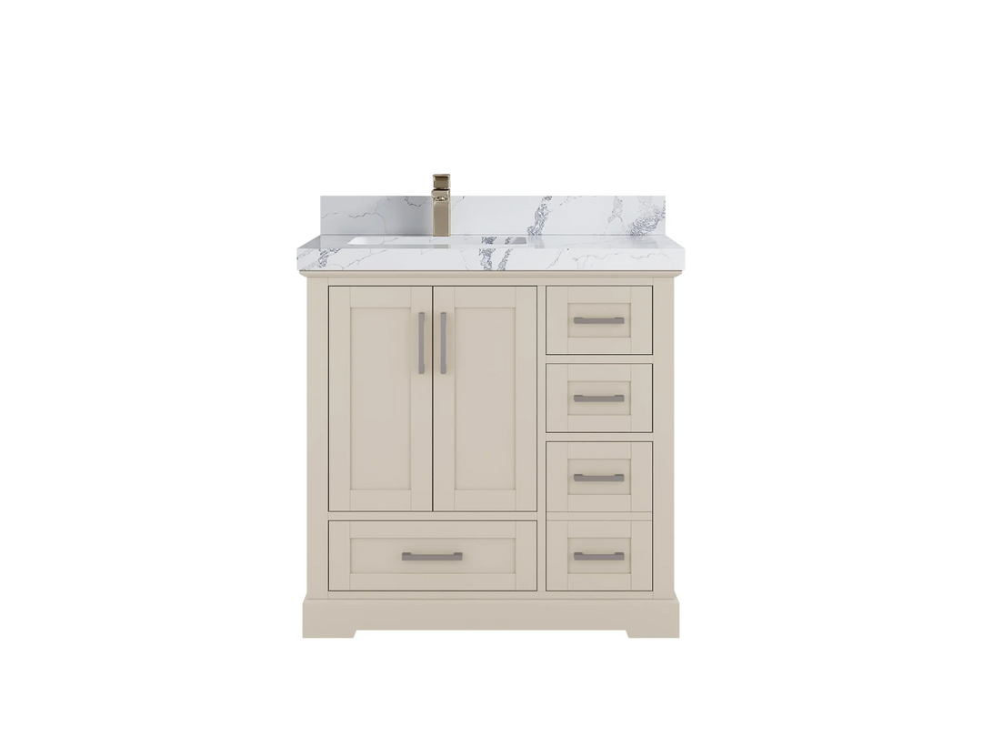 Boston 36 in. W x 22 in. D Left Offset Sink Bathroom Vanity | 
              
                 Fine Grain Linen Beige
                
                  
             - BST-CAB-FNG-35L - photo №19