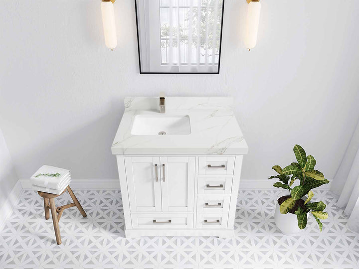 Boston 36 in. W x 22 in. D Left Offset Sink Bathroom Vanity - photo 42