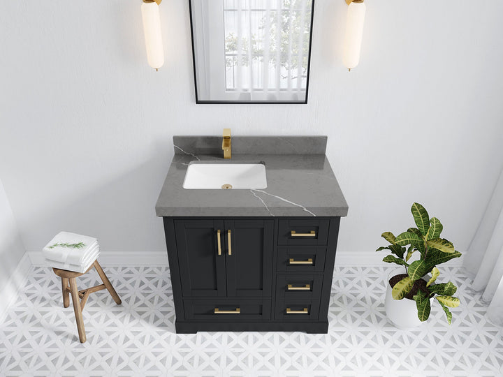 Boston 36 in. W x 22 in. D Left Offset Sink Bathroom Vanity - photo 32