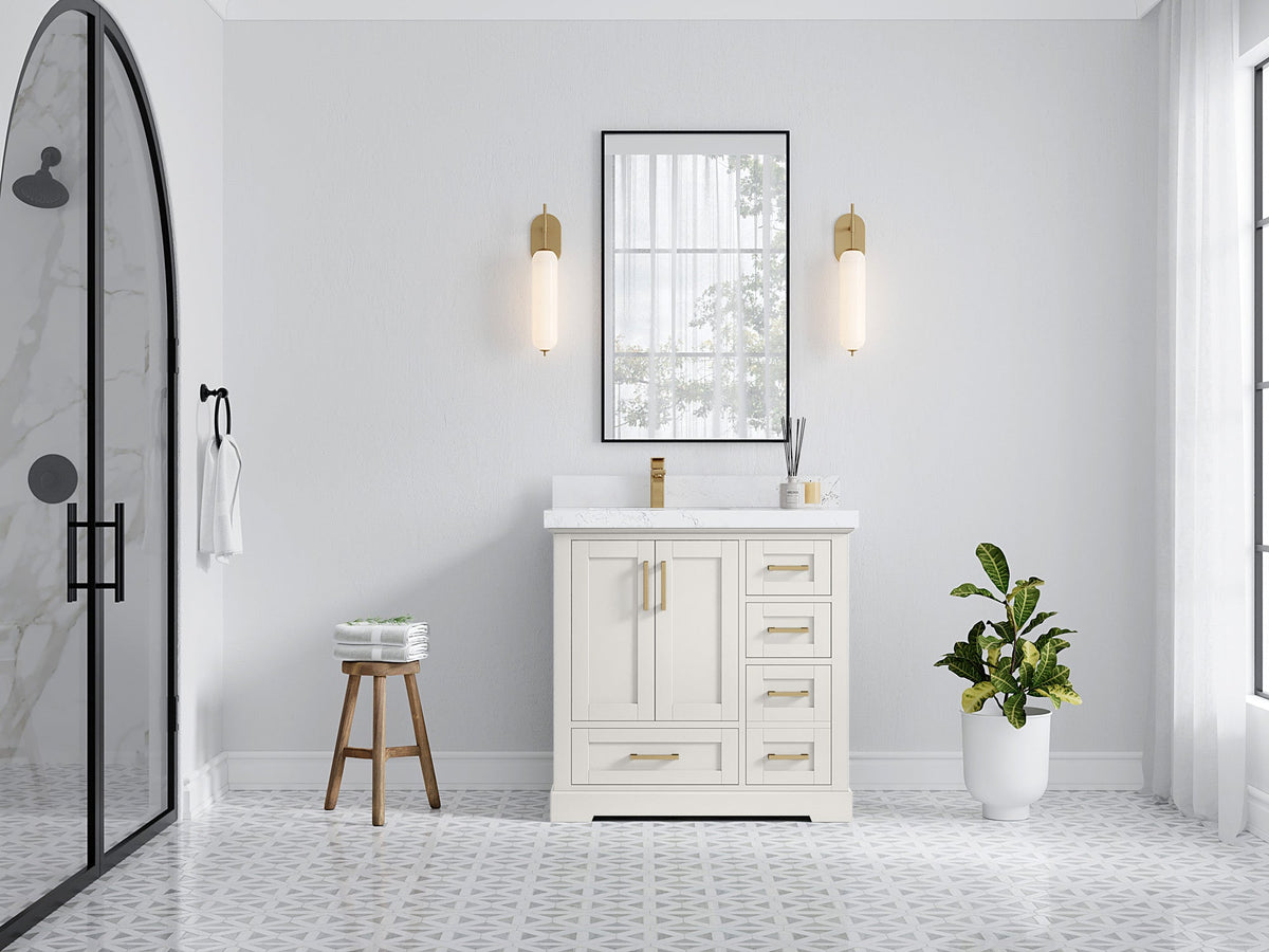 Boston 36 in. W x 22 in. D Left Offset Sink Bathroom Vanity - Willow Bath and Vanity