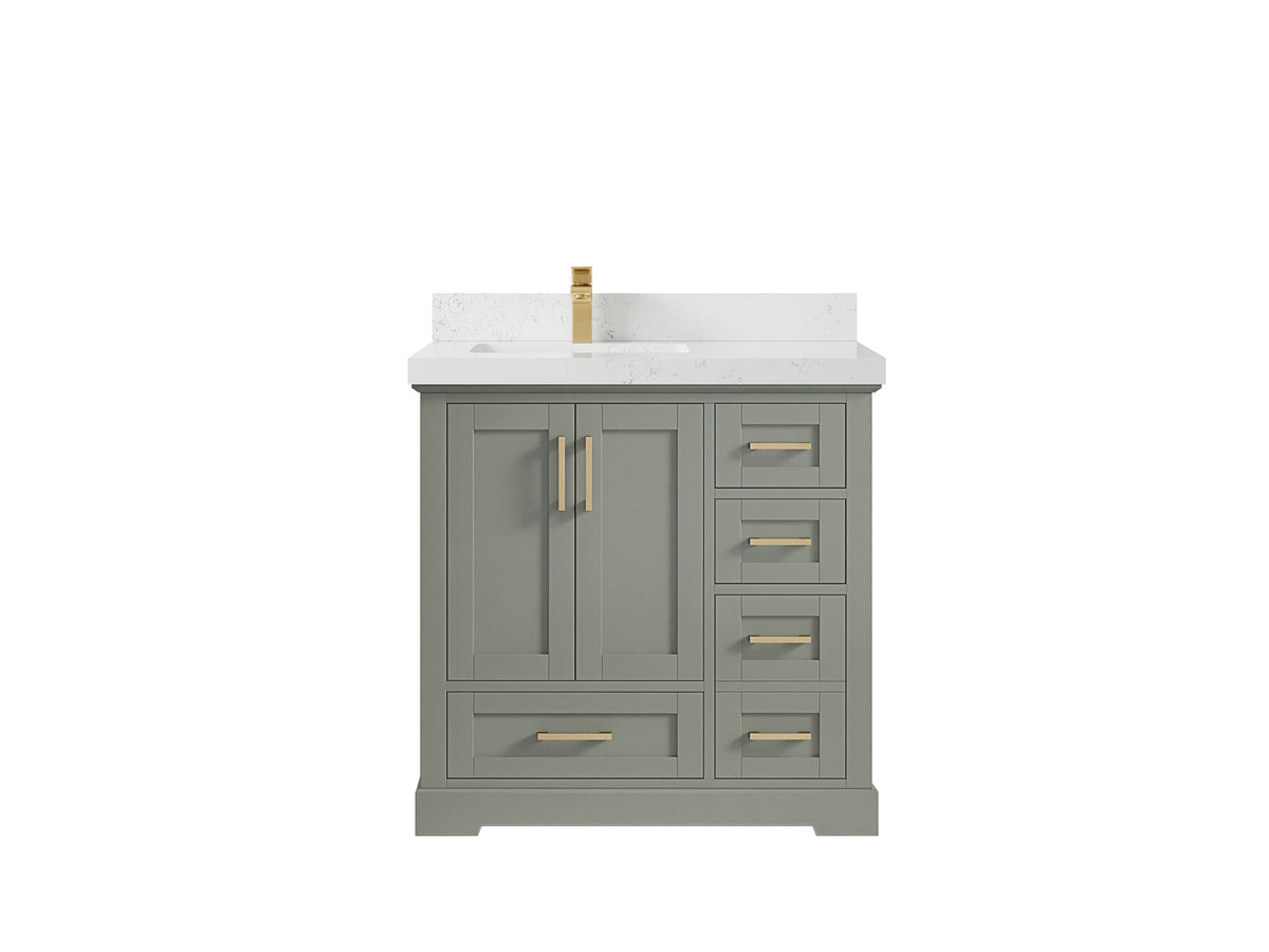 Boston 36 in. W x 22 in. D Left Offset Sink Bathroom Vanity - Willow Bath and Vanity