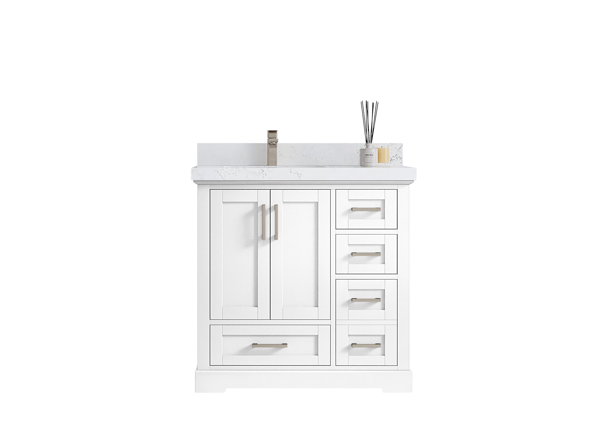 Boston 36 in. W x 22 in. D Left Offset Sink Bathroom Vanity - Willow Bath and Vanity