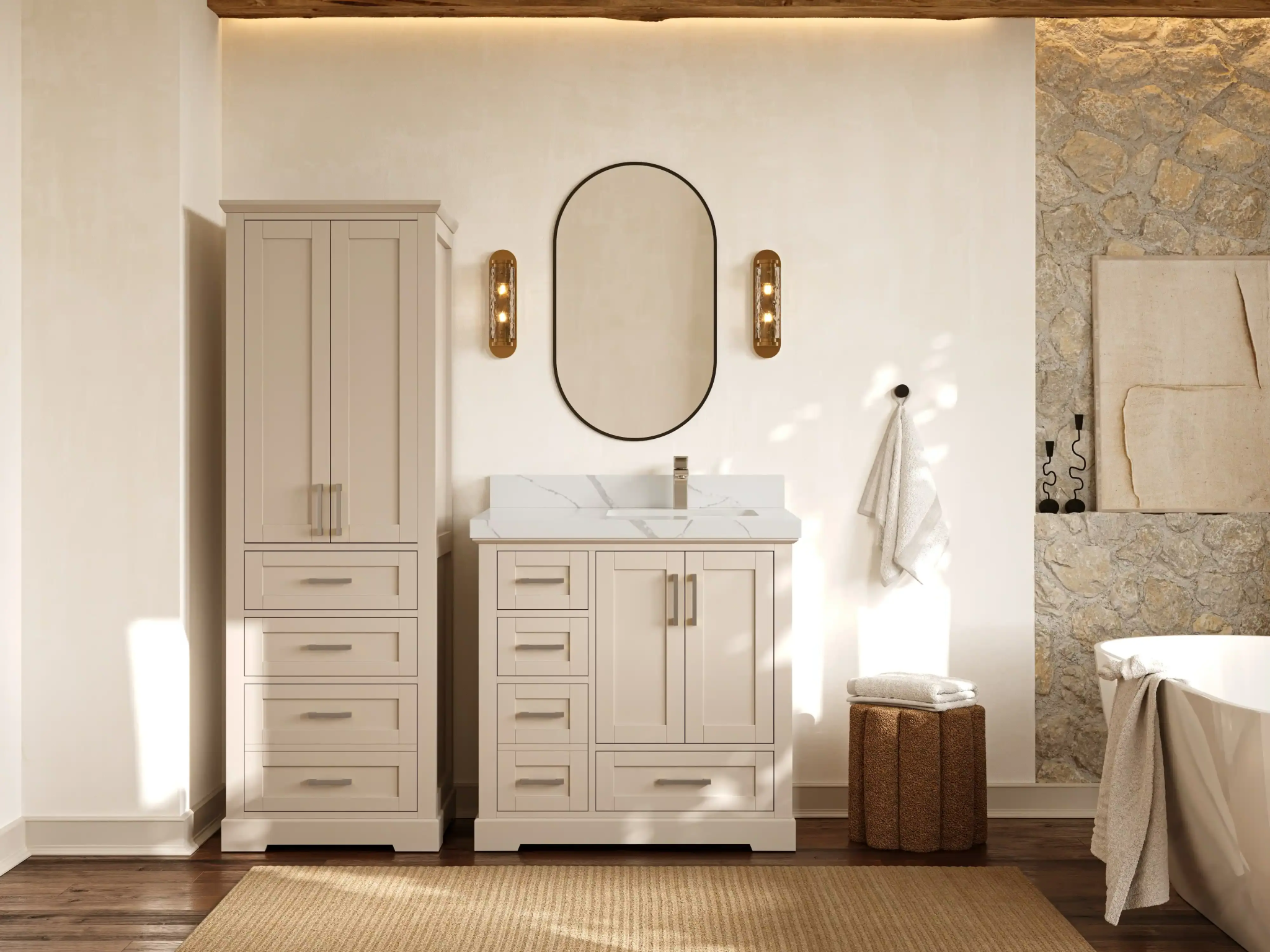 Boston 36 in. W x 22 in. D Right Offset Sink Bathroom Vanity - Willow Bath and Vanity