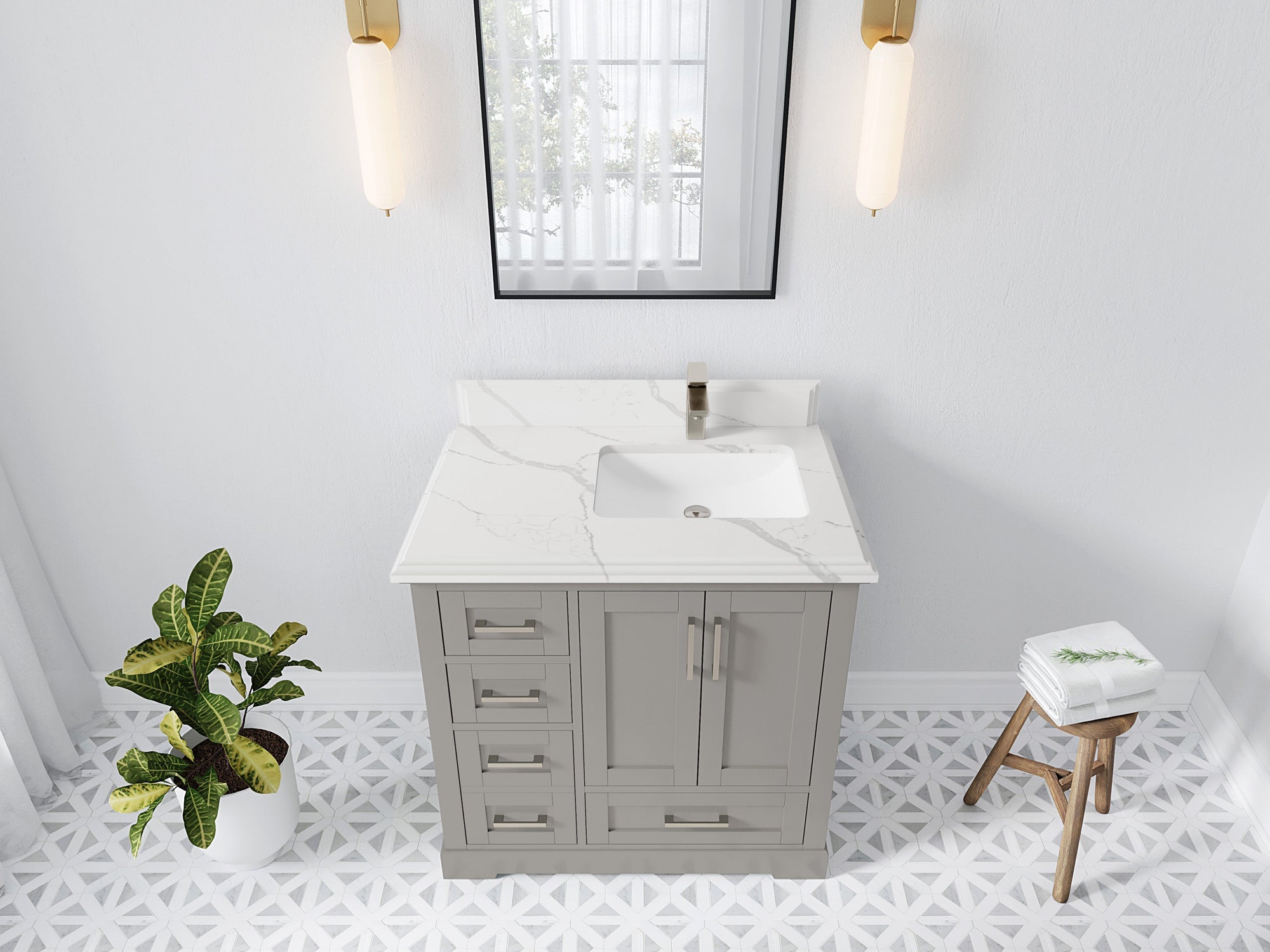 Boston 36 in. W x 22 in. D Right Offset Sink Bathroom Vanity - Willow Bath and Vanity