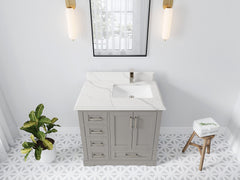 Boston 36 in. W x 22 in. D Right Offset Sink Bathroom Vanity - photo 43