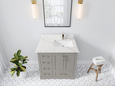 Boston 36 in. W x 22 in. D Right Offset Sink Bathroom Vanity - Willow Bath and Vanity
