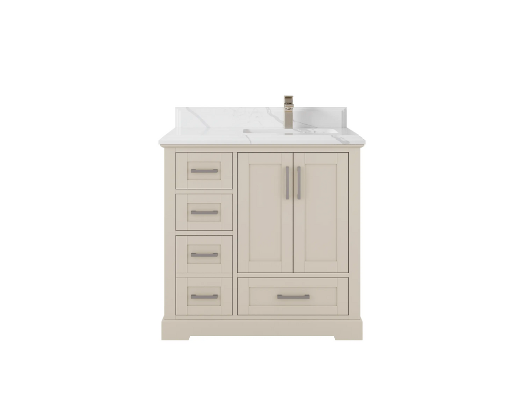 Boston 36 in. W x 22 in. D Right Offset Sink Bathroom Vanity | 
              
                 Fine Grain Linen Beige
                
                  
             - BST-CAB-FNG-35R - photo №21