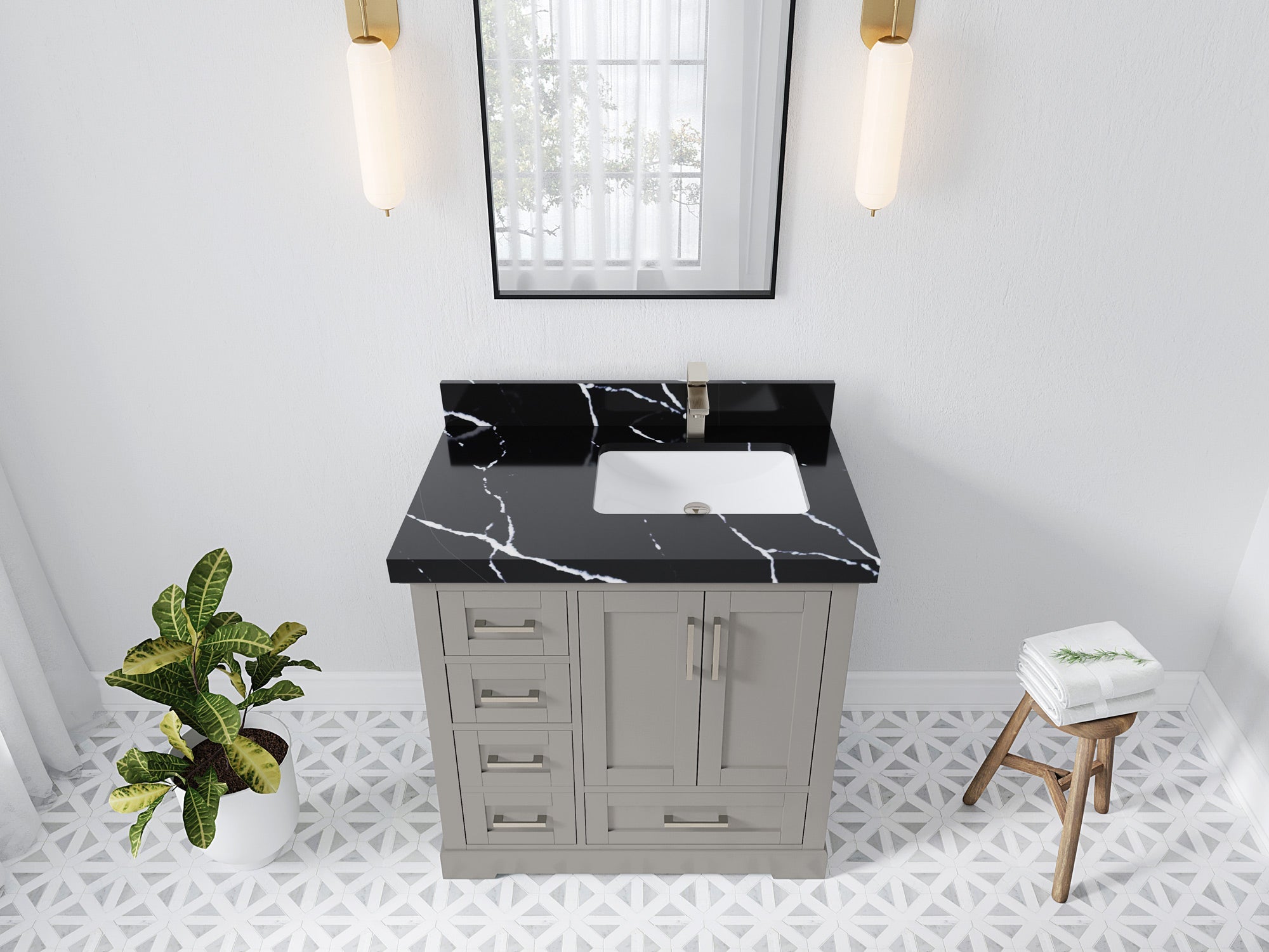 Boston 36 in. W x 22 in. D Right Offset Sink Bathroom Vanity - Willow Bath and Vanity