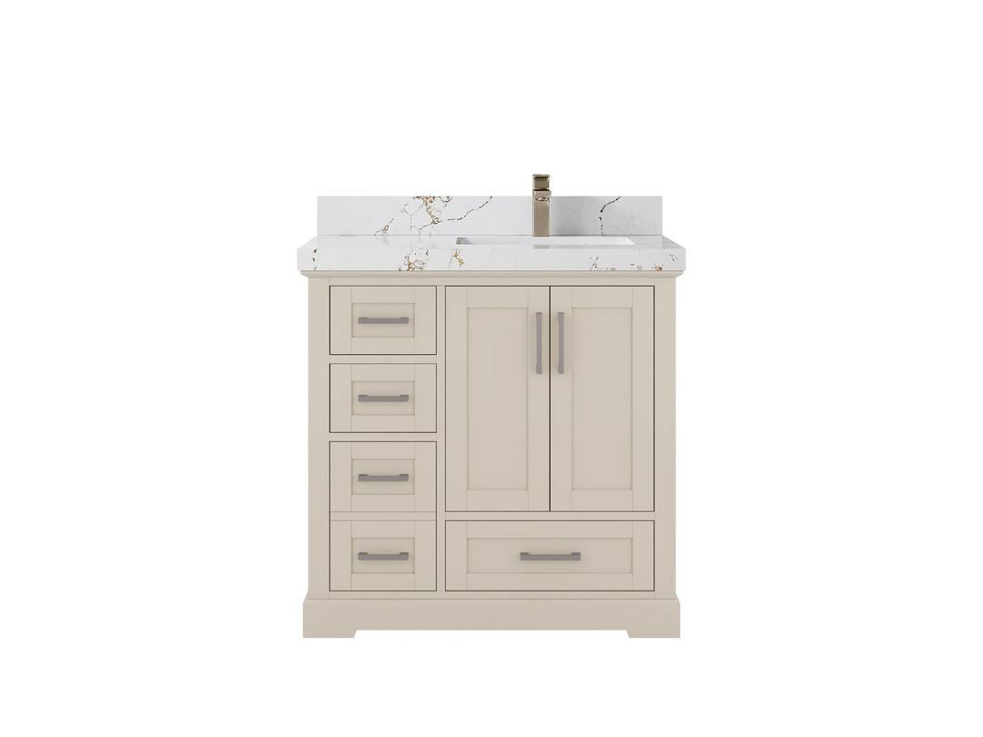 Boston 36 in. W x 22 in. D Right Offset Sink Bathroom Vanity | 
              
                 Fine Grain Linen Beige
                
                  
             - BST-CAB-FNG-35R - photo №28