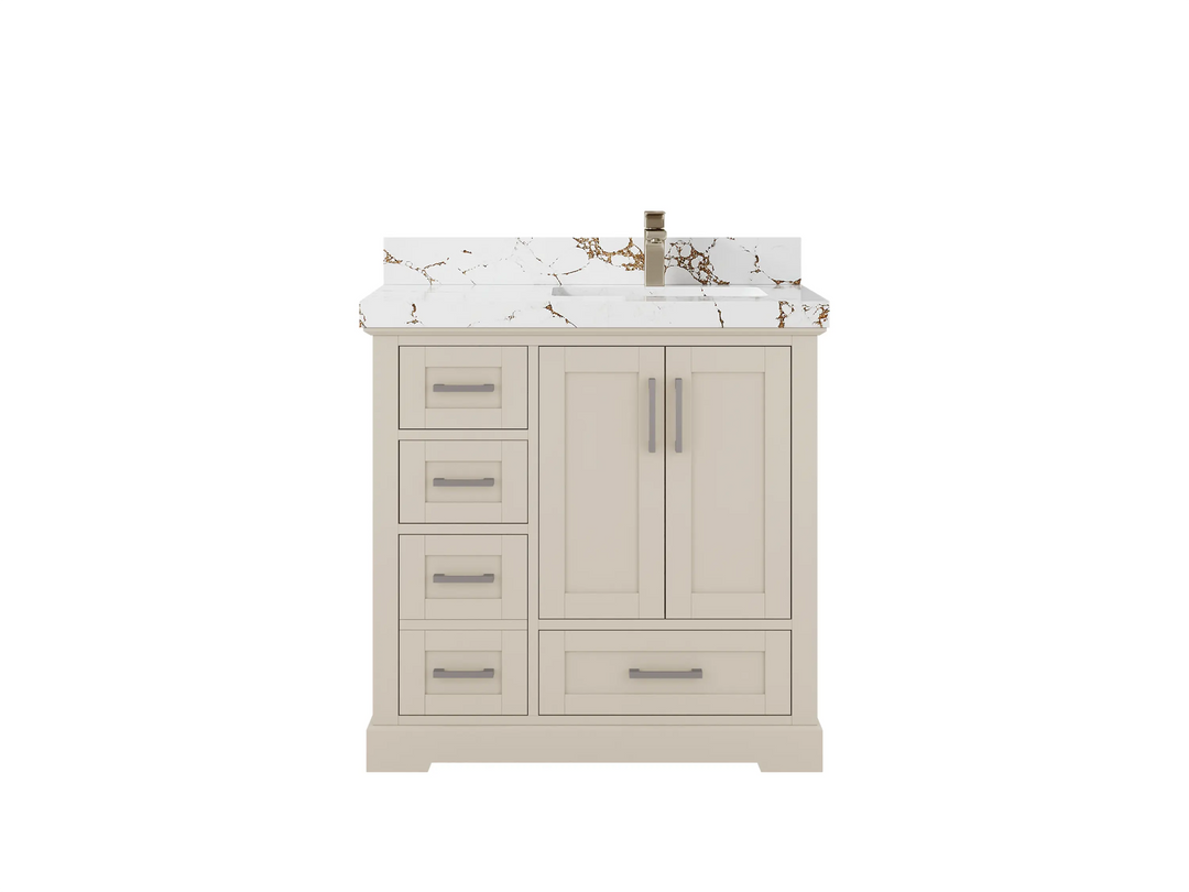 Boston 36 in. W x 22 in. D Right Offset Sink Bathroom Vanity | 
              
                 Fine Grain Linen Beige
                
                  
             - BST-CAB-FNG-35R - photo №27
