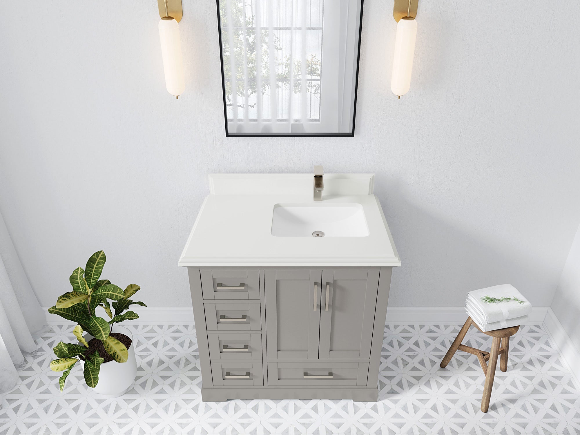 Boston 36 in. W x 22 in. D Right Offset Sink Bathroom Vanity - Willow Bath and Vanity