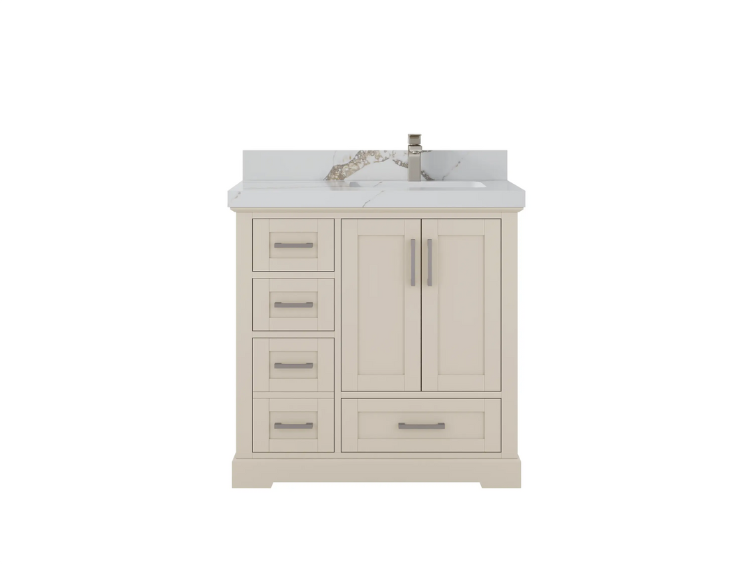 Boston 36 in. W x 22 in. D Right Offset Sink Bathroom Vanity | 
              
                 Fine Grain Linen Beige
                
                  
             - BST-CAB-FNG-35R - photo №16