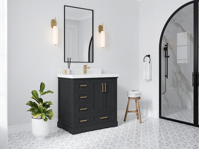 Boston 36 in. W x 22 in. D Right Offset Sink Bathroom Vanity - Willow Bath and Vanity