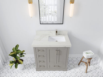 Boston 36 in. W x 22 in. D Right Offset Sink Bathroom Vanity - Willow Bath and Vanity