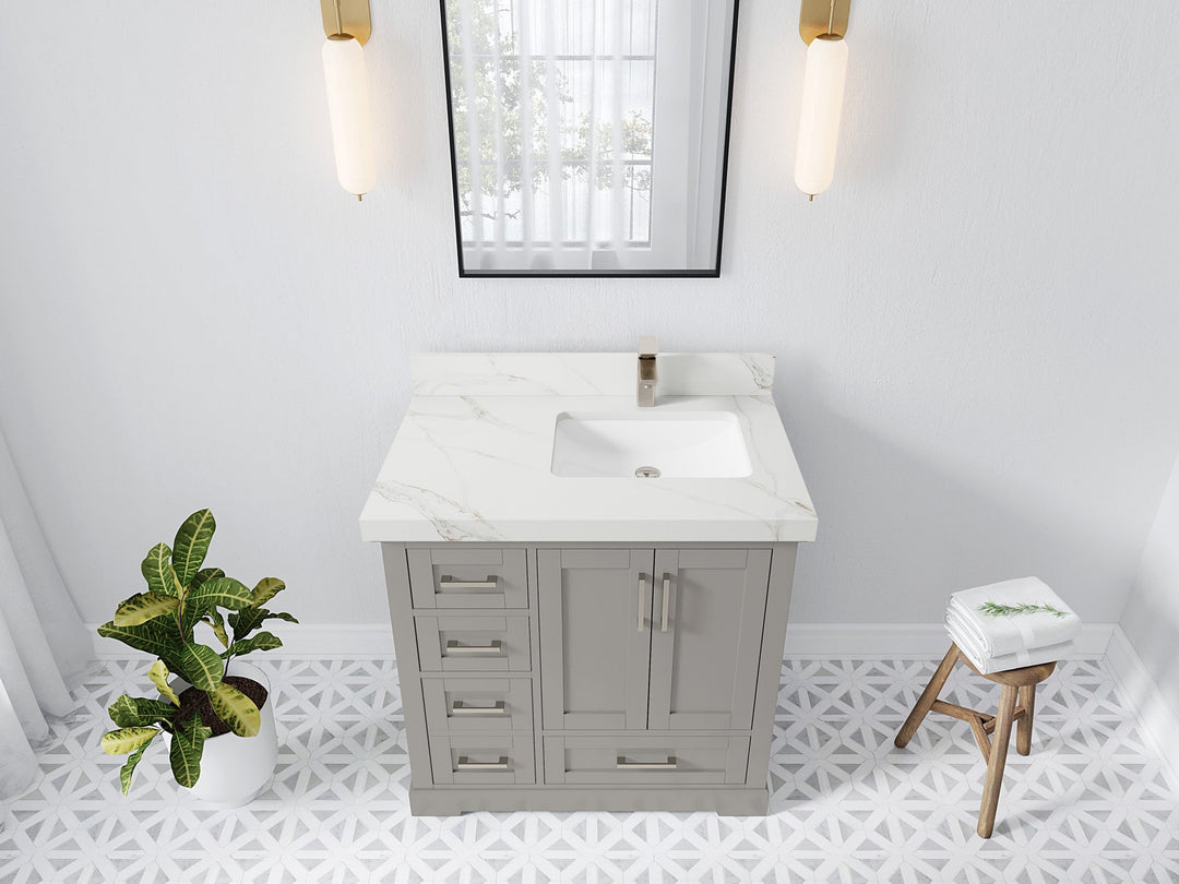 Boston 36 in. W x 22 in. D Right Offset Sink Bathroom Vanity - Willow Bath and Vanity