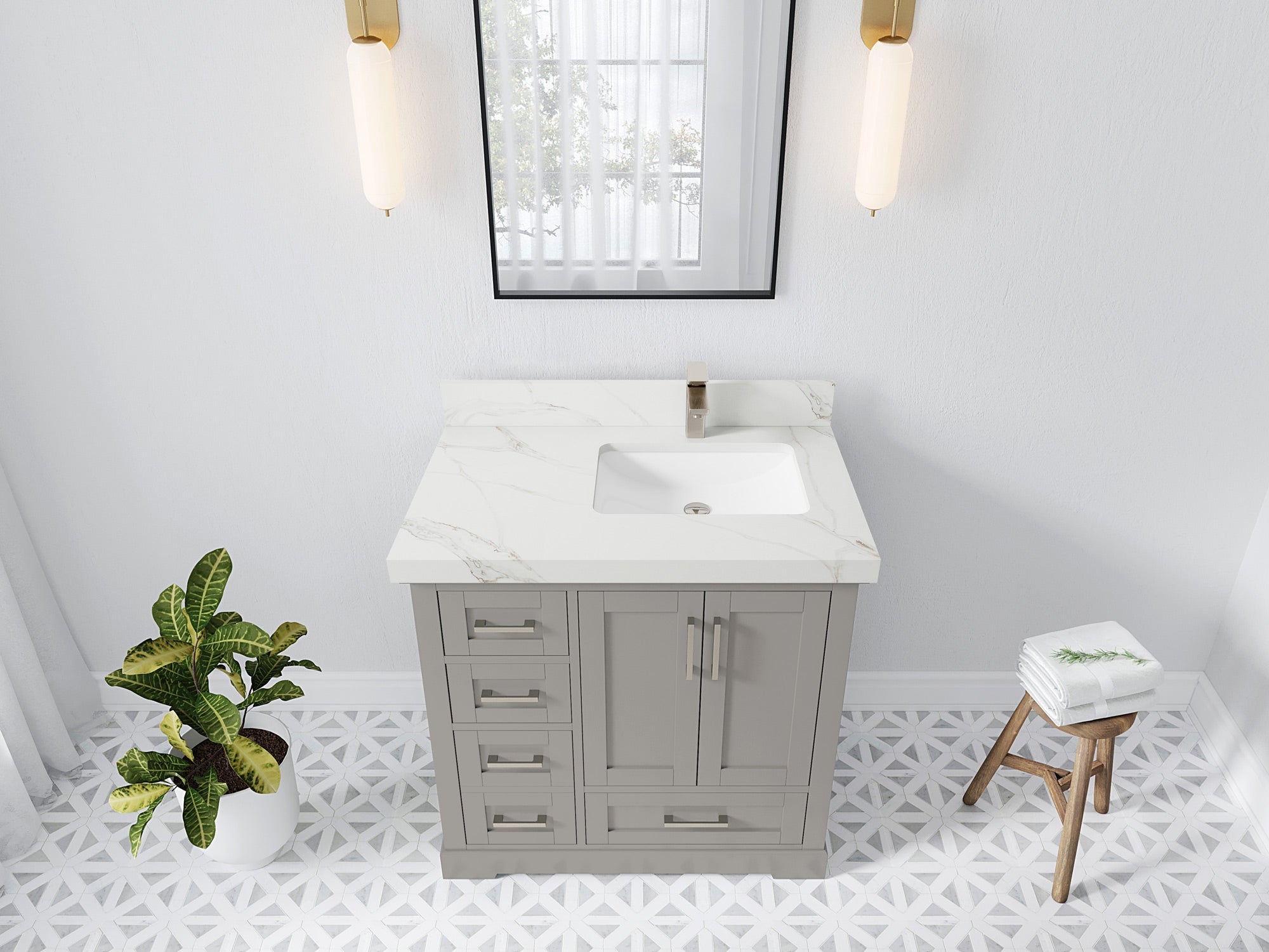 Boston 36 in. W x 22 in. D Right Offset Sink Bathroom Vanity - Willow Bath and Vanity