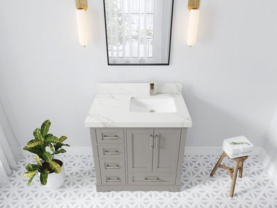 Boston 36 in. W x 22 in. D Right Offset Sink Bathroom Vanity - Willow Bath and Vanity