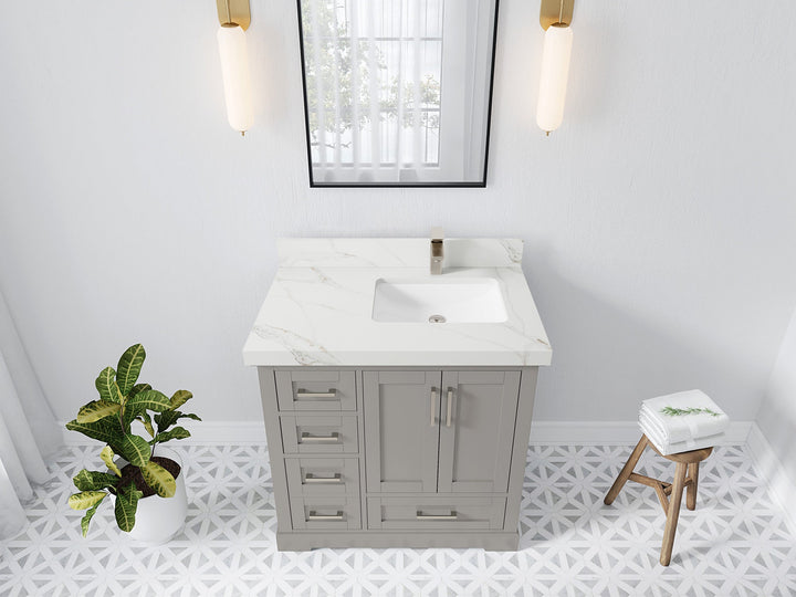 Boston 36 in. W x 22 in. D Right Offset Sink Bathroom Vanity - photo 25