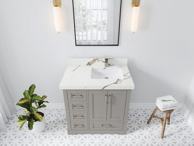 Boston 36 in. W x 22 in. D Right Offset Sink Bathroom Vanity - Willow Bath and Vanity