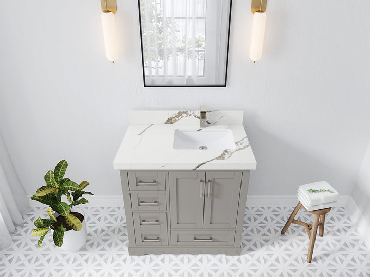 Boston 36 in. W x 22 in. D Right Offset Sink Bathroom Vanity - photo 19