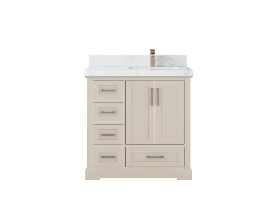 Boston 36 in. W x 22 in. D Right Offset Sink Bathroom Vanity | 
              
                 Fine Grain Linen Beige
                
                  
             - BST-CAB-FNG-35R - photo №24