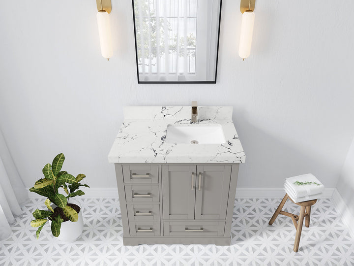 Boston 36 in. W x 22 in. D Right Offset Sink Bathroom Vanity - photo 37