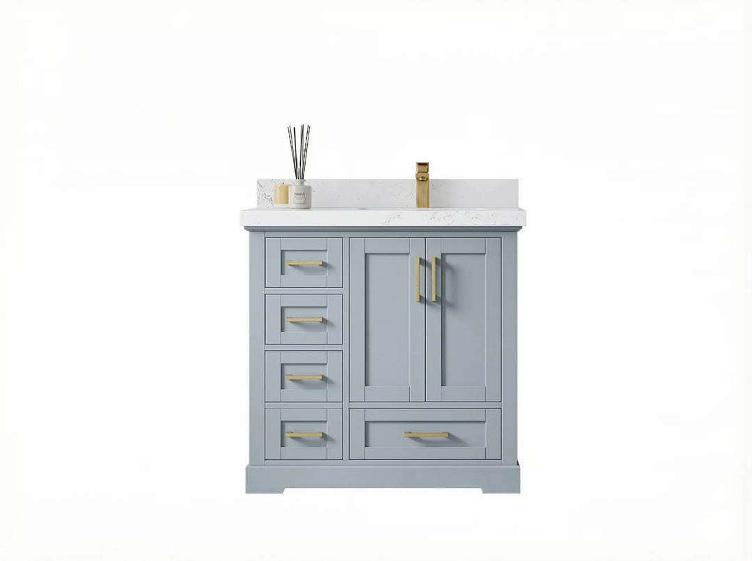 Boston 36 in. W x 22 in. D Right Offset Sink Bathroom Vanity | 
              
                Blue Heather
                
                  
             - BST-CAB-BLU-35R - photo №1