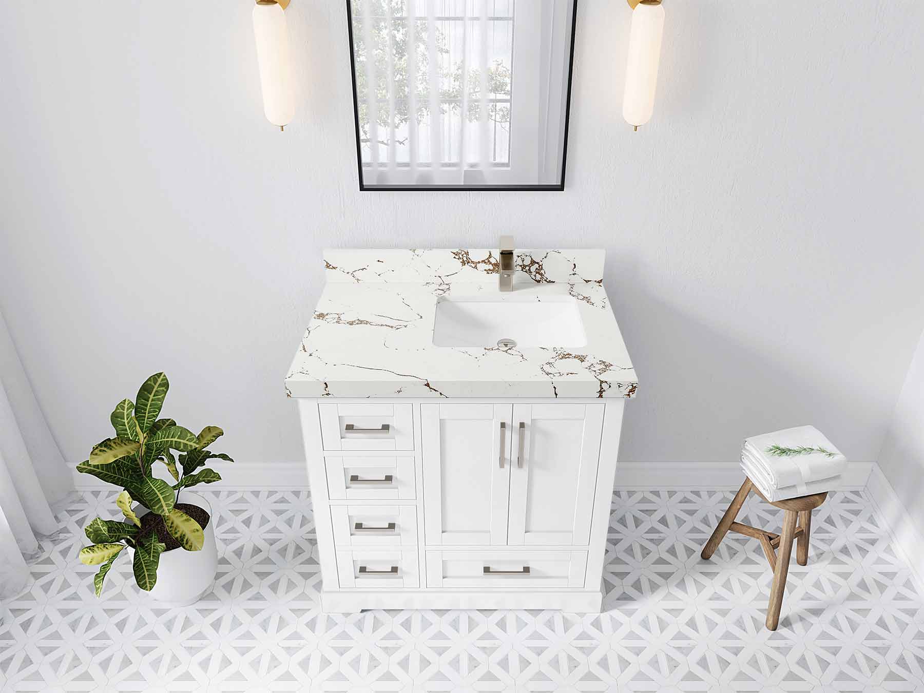 Boston 36 in. W x 22 in. D Right Offset Sink Bathroom Vanity - Willow Bath and Vanity