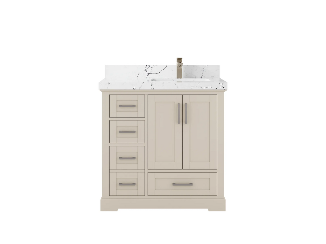 Boston 36 in. W x 22 in. D Right Offset Sink Bathroom Vanity | 
              
                 Fine Grain Linen Beige
                
                  
             - BST-CAB-FNG-35R - photo №29