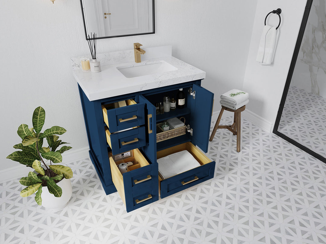 Boston 36 in. W x 22 in. D Right Offset Sink Bathroom Vanity - Willow Bath and Vanity