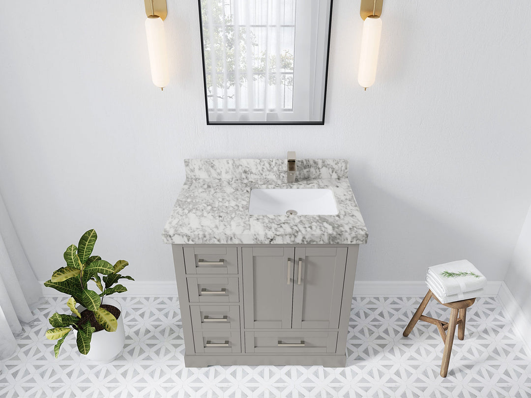 Boston 36 in. W x 22 in. D Right Offset Sink Bathroom Vanity - Willow Bath and Vanity