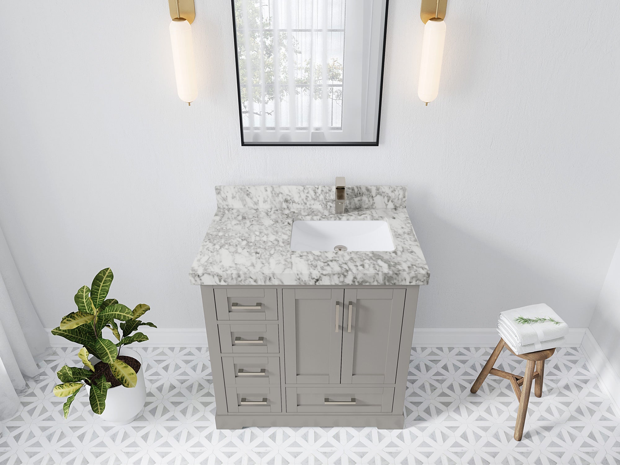 Boston 36 in. W x 22 in. D Right Offset Sink Bathroom Vanity - Willow Bath and Vanity