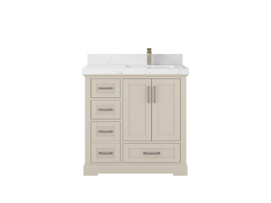 Boston 36 in. W x 22 in. D Right Offset Sink Bathroom Vanity | 
              
                 Fine Grain Linen Beige
                
                  
             - BST-CAB-FNG-35R - photo №18