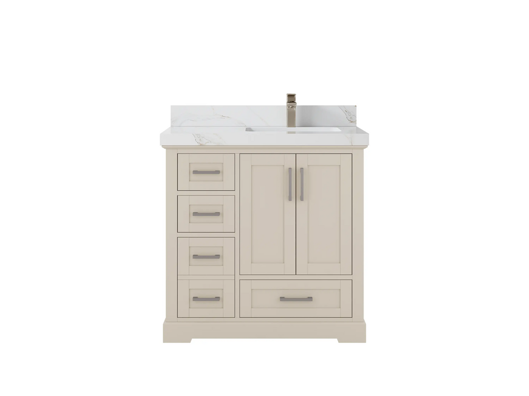 Boston 36 in. W x 22 in. D Right Offset Sink Bathroom Vanity | 
              
                 Fine Grain Linen Beige
                
                  
             - BST-CAB-FNG-35R - photo №20