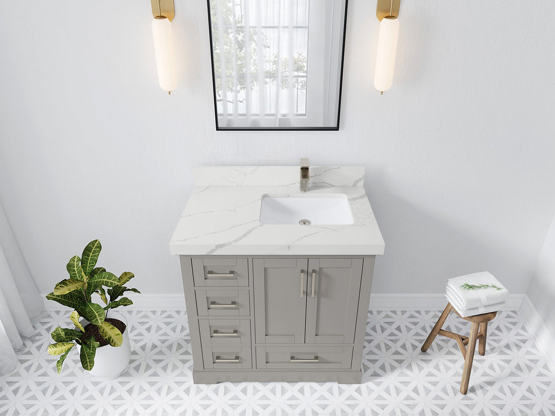 Boston 36 in. W x 22 in. D Right Offset Sink Bathroom Vanity - Willow Bath and Vanity