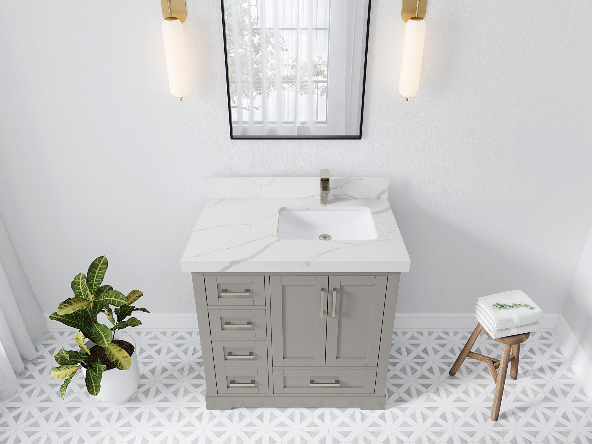 Boston 36 in. W x 22 in. D Right Offset Sink Bathroom Vanity - Willow Bath and Vanity