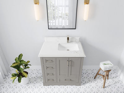 Boston 36 in. W x 22 in. D Right Offset Sink Bathroom Vanity - Willow Bath and Vanity