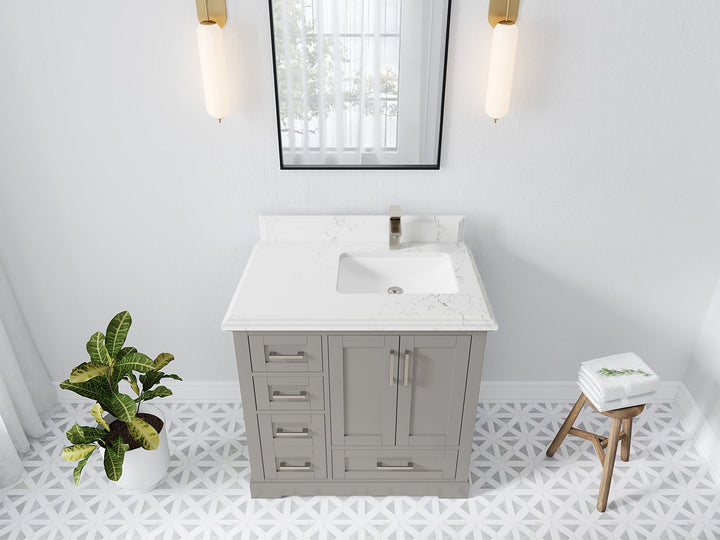 Boston 36 in. W x 22 in. D Right Offset Sink Bathroom Vanity - photo 45