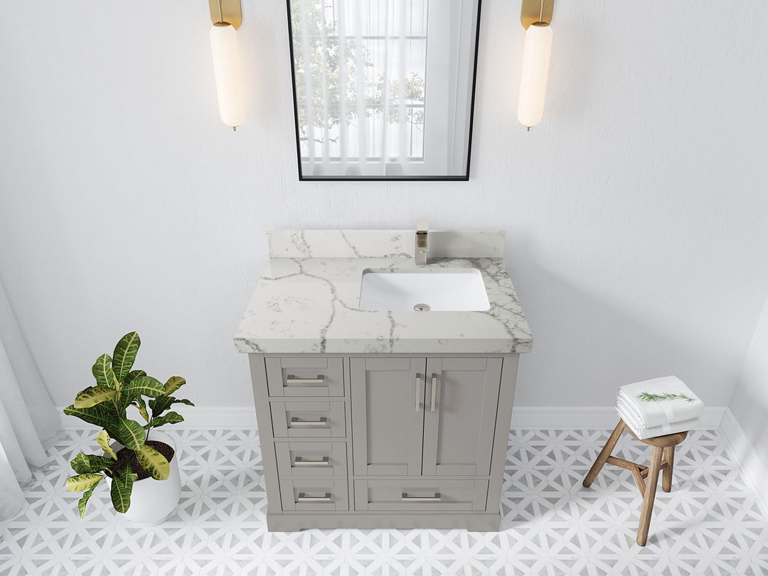 Boston 36 in. W x 22 in. D Right Offset Sink Bathroom Vanity - Willow Bath and Vanity