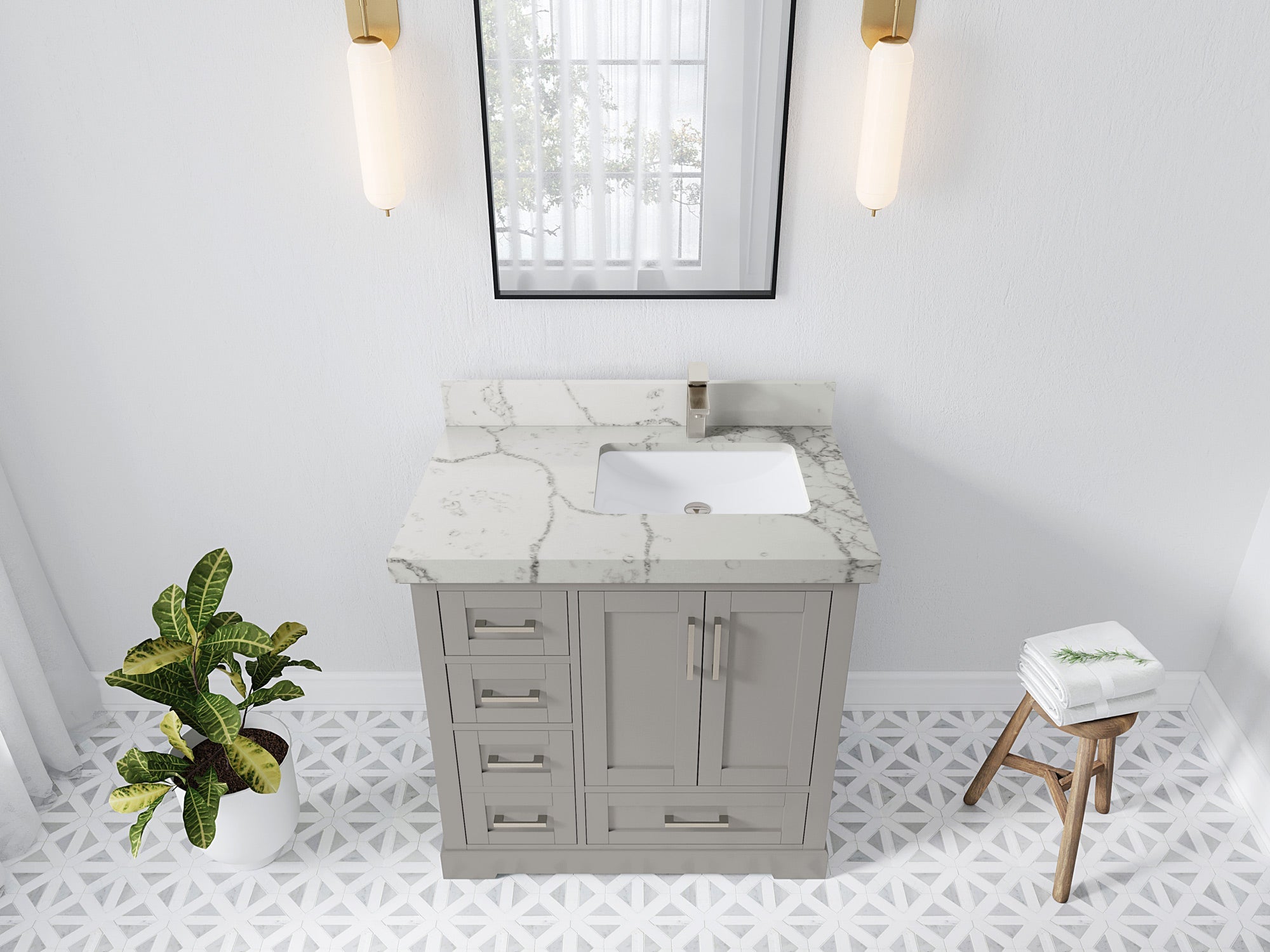 Boston 36 in. W x 22 in. D Right Offset Sink Bathroom Vanity - Willow Bath and Vanity