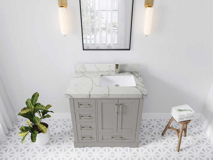 Boston 36 in. W x 22 in. D Right Offset Sink Bathroom Vanity - photo 39
