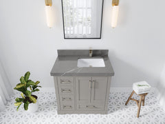 Boston 36 in. W x 22 in. D Right Offset Sink Bathroom Vanity - photo 31