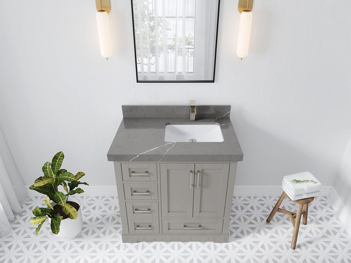 Boston 36 in. W x 22 in. D Right Offset Sink Bathroom Vanity - photo 31