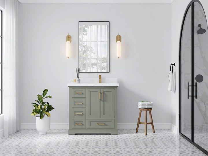 Boston 36 in. W x 22 in. D Right Offset Sink Bathroom Vanity - photo 4