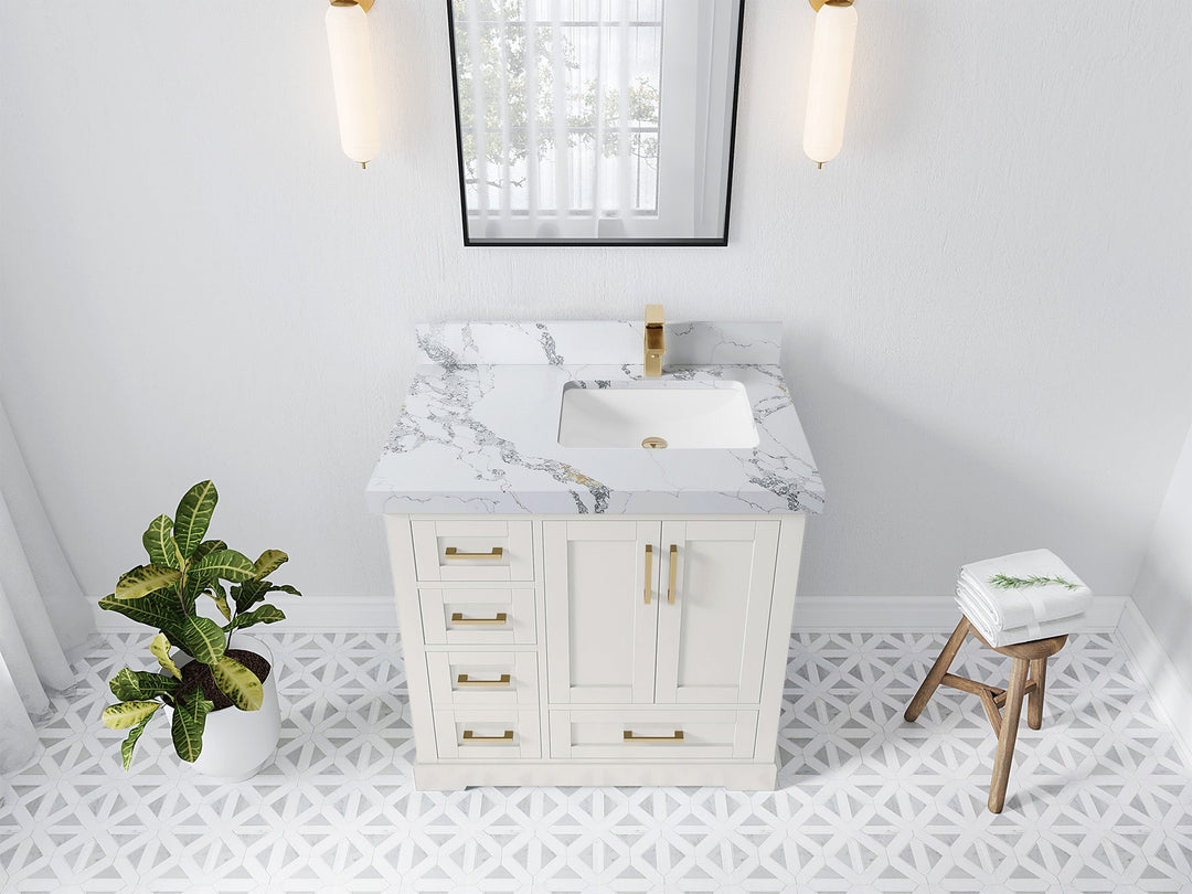 Boston 36 in. W x 22 in. D Right Offset Sink Bathroom Vanity - Willow Bath and Vanity