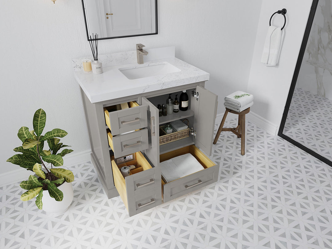 Boston 36 in. W x 22 in. D Right Offset Sink Bathroom Vanity - Willow Bath and Vanity