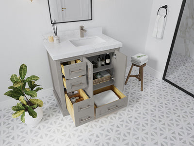Boston 36 in. W x 22 in. D Right Offset Sink Bathroom Vanity - Willow Bath and Vanity