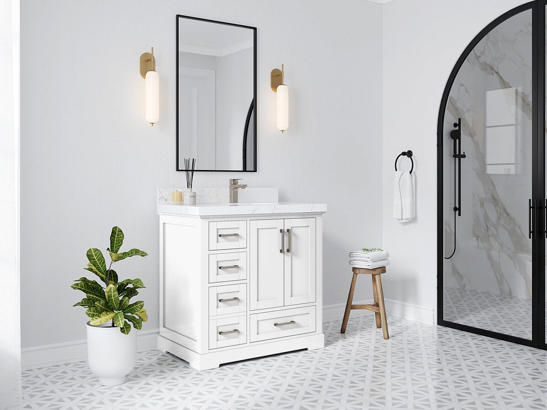 Boston 36 in. W x 22 in. D Right Offset Sink Bathroom Vanity - Willow Bath and Vanity