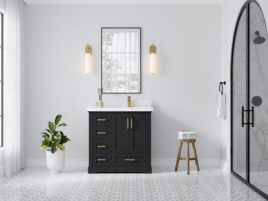Boston 36 in. W x 22 in. D Right Offset Sink Bathroom Vanity - Willow Bath and Vanity